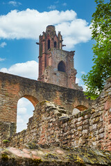 Ruin of a medieval monastery. Under blue skies