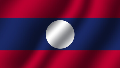 laos national wavy flag vector illustration