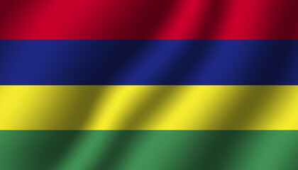 Obraz premium mauritius national wavy flag vector illustration
