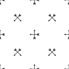 Black arrow icon isolated seamless pattern on white background. Vector
