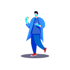 Doctor with medical testing kits