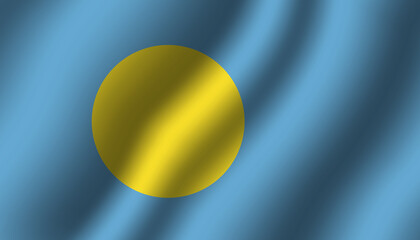 palau national wavy flag vector illustration