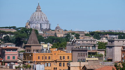 Fototapeta na wymiar Saint Peter Basilica, View from Giardino degli Aranci, Rome, Lazio, Italy