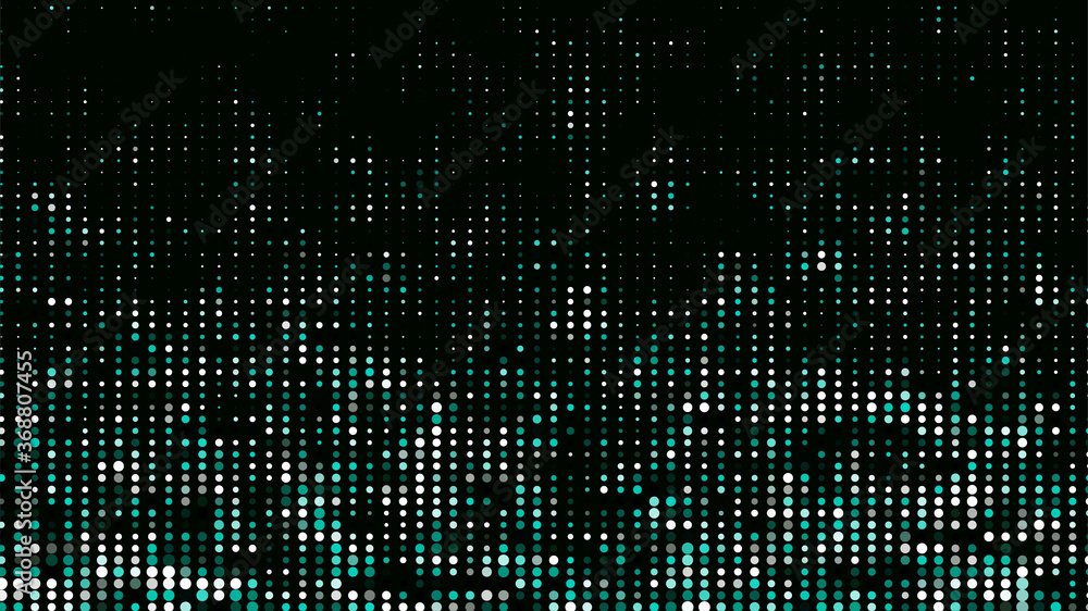 Poster abstract halftone texture. vector dots background. green particles of different sizes.
