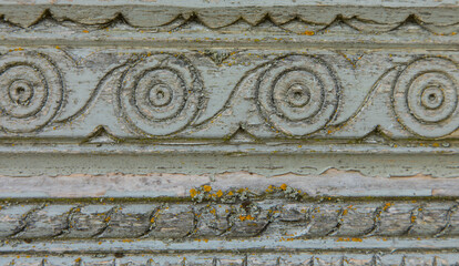 Wooden ornament background, close up