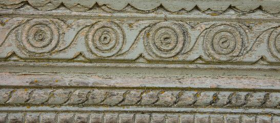 Wooden ornament background, close up