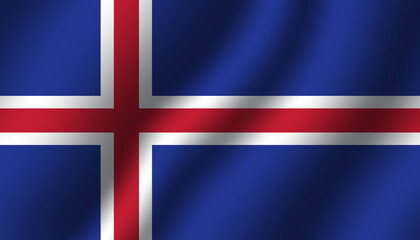 iceland national wavy flag vector illustration