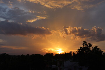 sunset in the mountains, sunset in the city