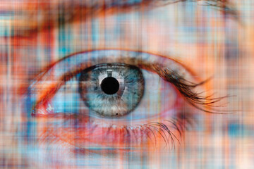 Fototapeta premium Abstract colorful background with beautiful girl eye