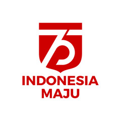 75 Indonesia Maju (Translated: 75 Year, Go Forward Indonesia). Logo and Banner design. Vector Illustration.  