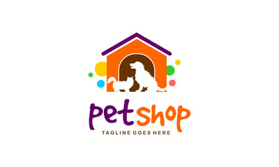 Petshop colorful logo - Fun dog and cat vector