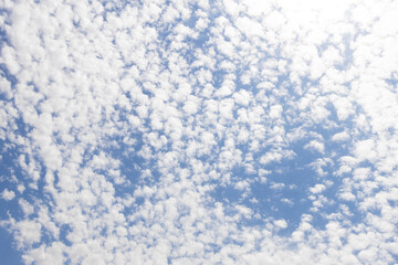 Bright blue sky with feather white cloud.