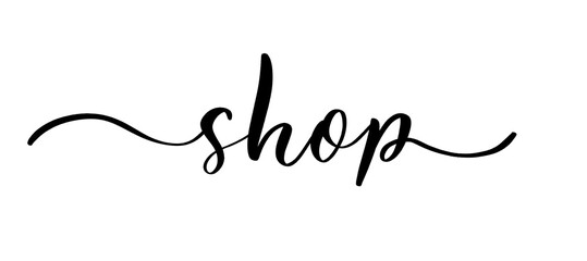 Shop - vector calligraphic inscription with smooth lines for the names and logos of firms,labels and design shops, beauty salons, hairdressers and your business.