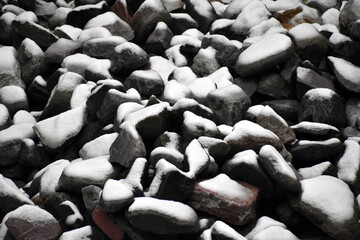 Beautiful picture of snow on stones in uttarakhand india