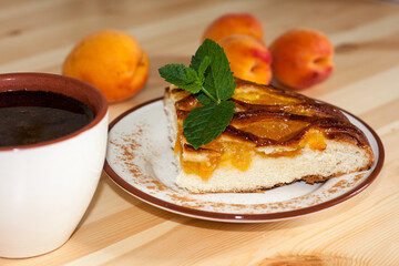 apricot cake and coffee