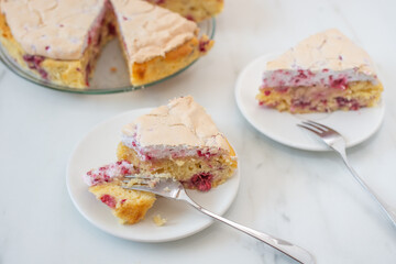 sweet home made raspberry meringue pie