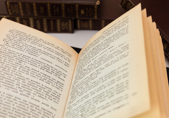 old open book with yellow pages italian language