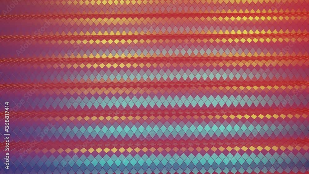 Poster stylish creative abstract low poly background in 4k. Abstract waves move on glossy surface in loop. Smooth soft seamless animation. Simple minimalistic geometric bg. Red colors