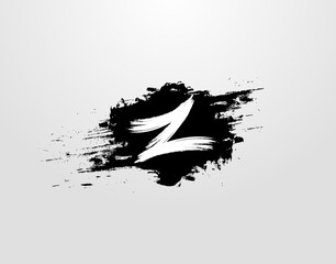 Z Letter Logo in Black Grunge Splatter Element. Retro Rusty logo design template.