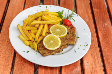 schitzel with french fries