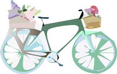 Fototapeta na wymiar Watercolor drawing of a bicycle