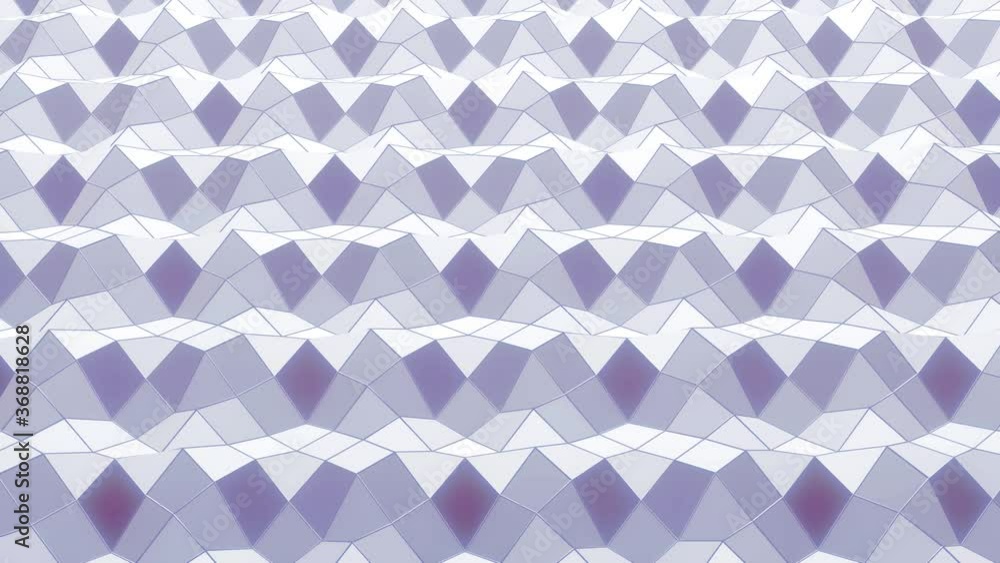 Poster stylish white creative abstract low poly background in 4k. Abstract waves move on glossy surface in loop. Smooth soft seamless animation. Simple minimalistic geometric bg.