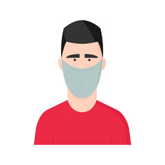 Coronavirus. Persona con mascarilla. Detener el coronavirus. Raza europea o europeo. Proteger la salud. Concepto de cuarentena, pandemia y epidemia. Hombre con máscara médica. Contaminación del aire