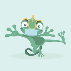 face mask cartoon animal illustration.