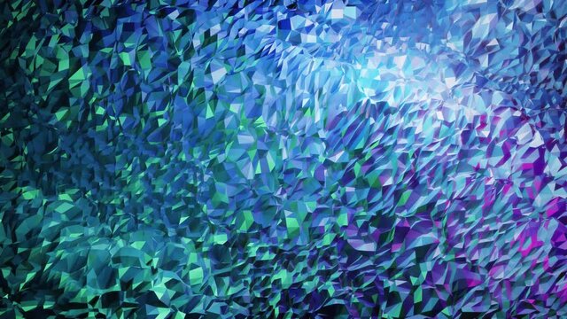 stylish creative abstract low poly background in 4k. Abstract waves move on glossy surface in loop. Smooth soft seamless animation. Simple minimalistic geometric bg.