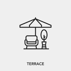terrace icon vector. Linear style sign for mobile concept and web design. terrace symbol illustration. Pixel vector graphics - Vector.