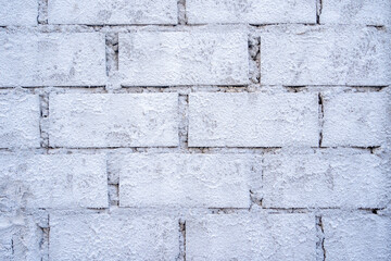 Brickwork background. House or site under construction. Building brick wall structure. White brick wall