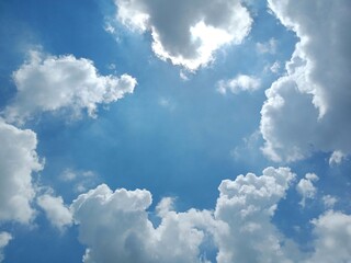 Natural beautiful blue sky and white cloud background,At Afternoon.