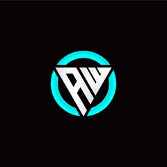 A W initial logo modern triangle with circle