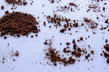 Cool loose coffee on a white background. Brewed coffee. Beautiful pattern.