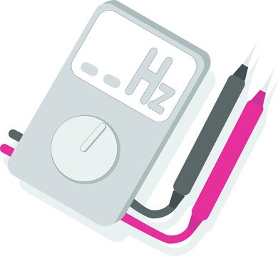An avometer device. digital multimeter in the white background. avometer icon on white. A multimeter or a multitester device icon with the display and rotary switch. Electronic Equipment.