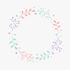 Christmas wreath with branches of mistletoe. Empty Xmas greeting card. Vector