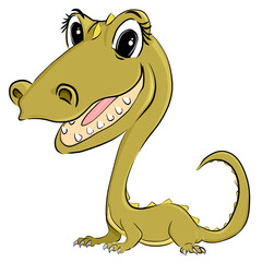 Crocodile Hand drawn cheerful crocodile isolated on white background. Cartoon vector illustration