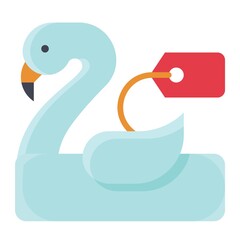 Flamingo swim ring icon, Summer sale related vector