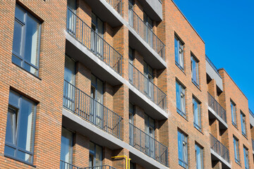 New Scandinavian style apartment building under construction.