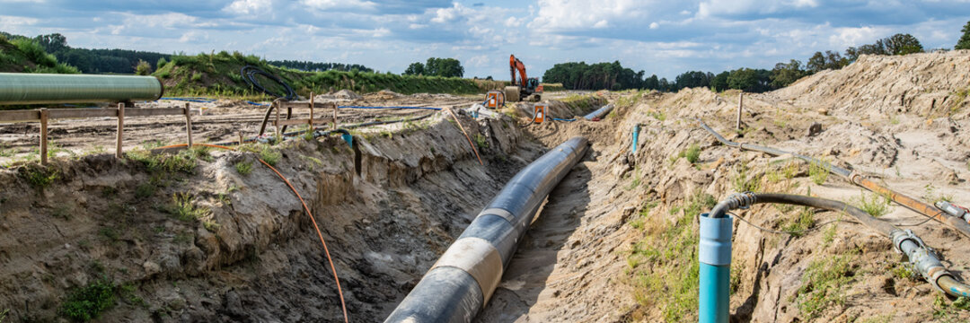 Luckau, Saxony, Germany, Construction site of EUGAL-gas pipeline  between Germany and the Czech Republic