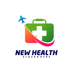 Medical Plane Travel Logo Design Template, Travel Health Logo Vector