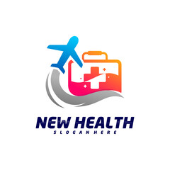 Medical Plane Travel Logo Design Template, Travel Health Logo Vector