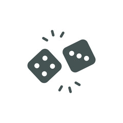 Dice cube solid, gamble or gambling for casino  equipment. two dices icon for fortune game player. Modern style in two dimension vector illustration. Design on white background. EPS 10