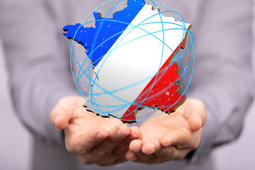 3d Digital France map country modern.