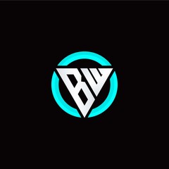 B W initial logo modern triangle with circle