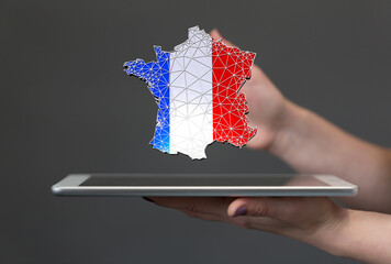 3d Digital France map country illustration