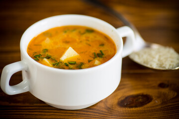 vegetarian tomato rice soup in a plate