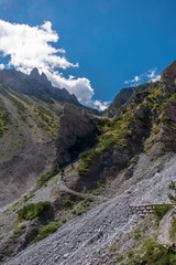 Exploration summer day in the beautiful Carnic Alps, Forni di Sopra, Friuli-Venezia Giulia, Italy