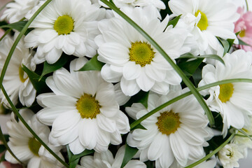 bright wedding bouquet of summer white pink flowers