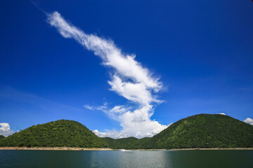 cloudy sky reflection in dam in tropicana